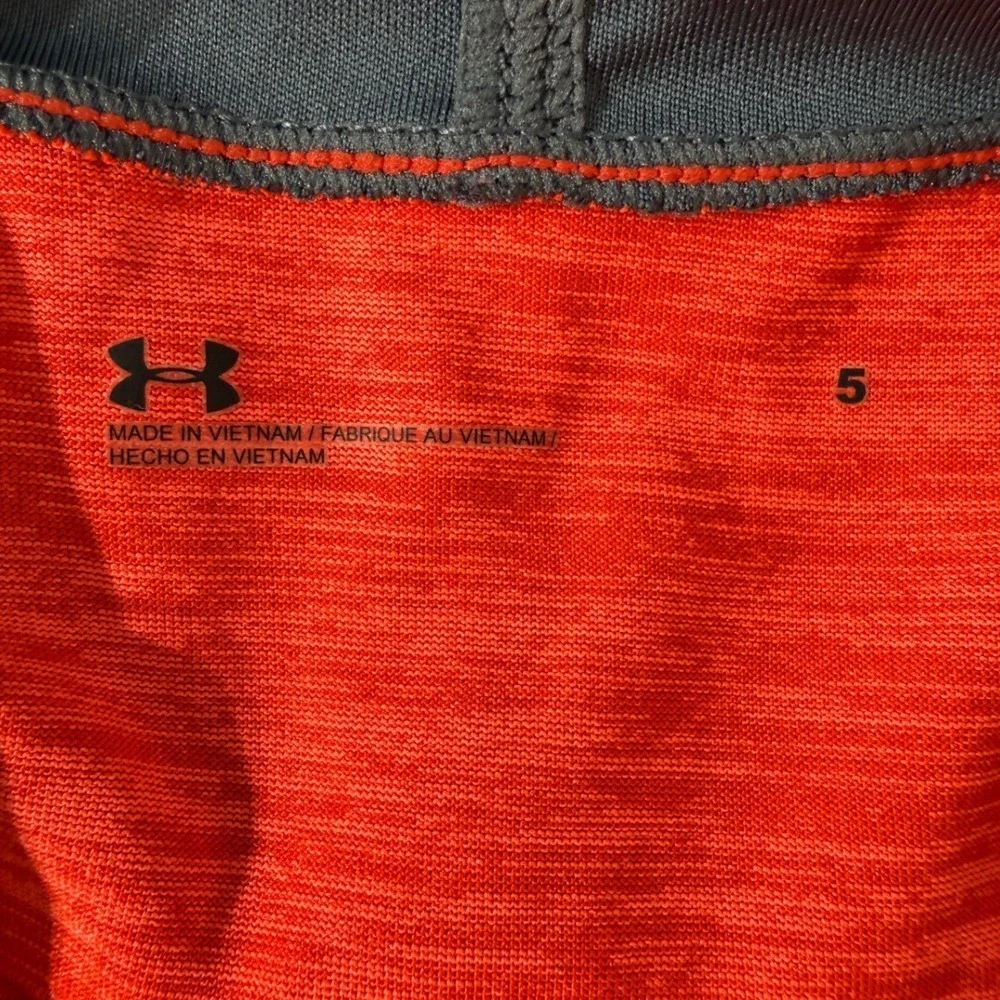 Under Armour Boys Football Hoodie Kids Neon Orange Size 5 Gray Raglan Activewear